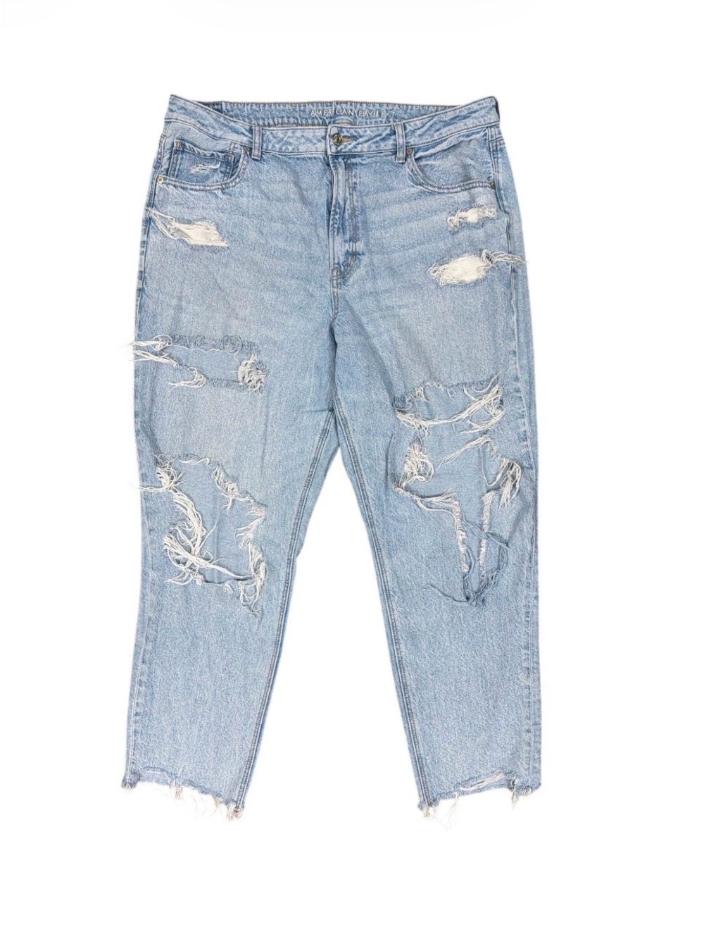 American Eagle Strigid Mom Jeans Distressed Light Wash Jeans size 20
